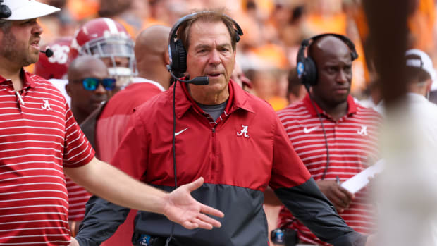 Nick Saban on the sidelines.